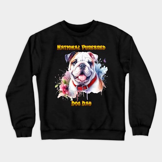 Majestic Bulldog Dog With Red Collar Crewneck Sweatshirt by coollooks